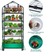 5 tier mini greenhouse with wheels for indoor, side view
