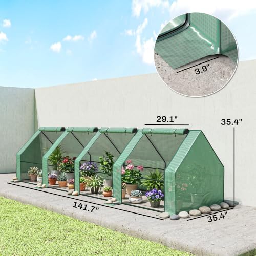 outsunny 12' x 3' x 3' mini greenhouse on a desk or shelf