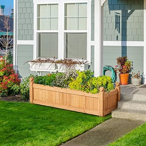 yaheetech 43.5" wooden raised garden bed rectangular planter shown in use