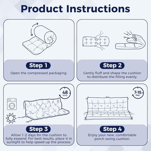 iaseahk porch swing cushions, 60×40×4 inch, waterproof, navy on a desk or shelf