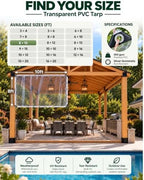 foundgo heavy duty clear vinyl tarp 8x10 ft showing dimensions
