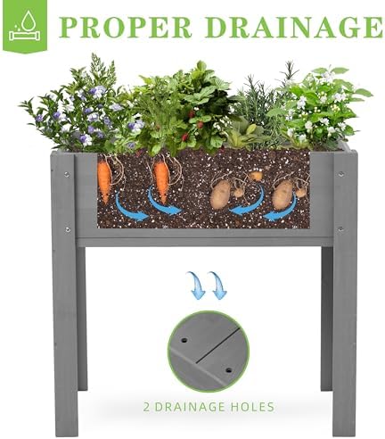 raised garden bed with legs, 31x16x31'', outdoor wood, package contents