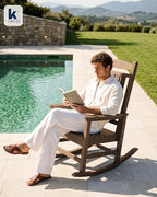kingyes oversized outdoor rocking chair for adults, porch shown in use