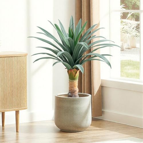 gray leaves artificial agave plant with 36 leaves, side view