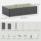 COMHOMA Galvanized Raised Garden Bed,Large Metal Planter Box for Outdoor Vegetables,Corrugated Steel Herbed Plants Container,Extra Deep Gardeners Kits with Open Bottom (2, 8x4x2FT)