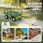 caphaus metal green garden cart, w/ 180° adjustable, package contents