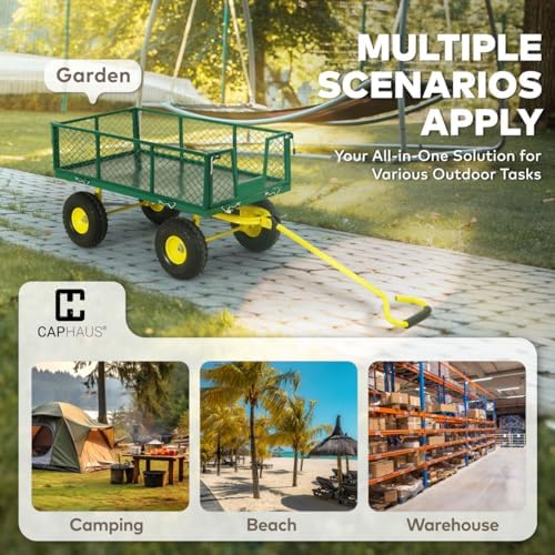 caphaus metal green garden cart, w/ 180° adjustable, package contents