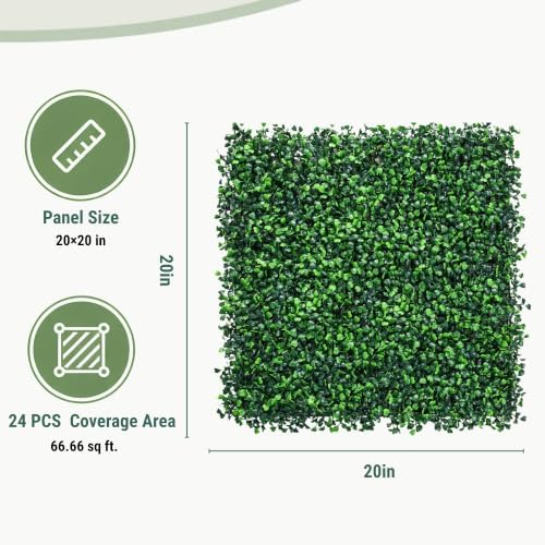 20''x20'' 24 pieces artificial hedge boxwood panels uv, close-up detail