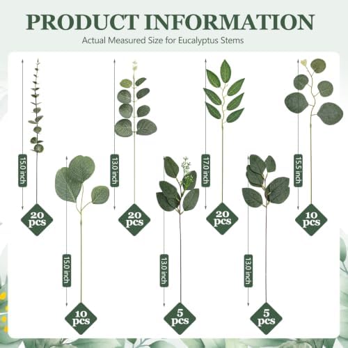 artificial eucalyptus stems, 14 style fake greenery for, close-up detail