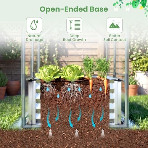 giantex 4x2x3 ft galvanized raised garden bed with, close-up detail
