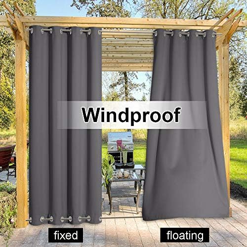 nicetown 2 panels grey blackout outdoor curtains for, side view