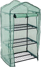 sunnydaze outdoor portable 3-tier mini greenhouse with roll-up, main product view