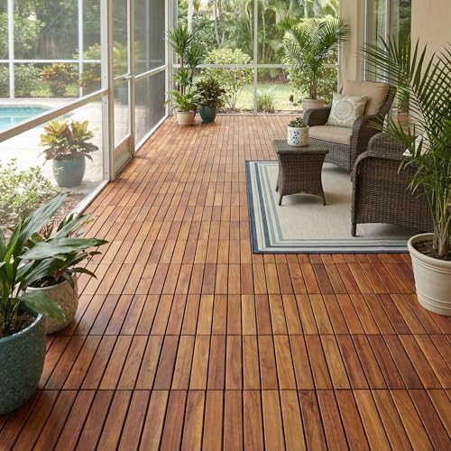 bare decor ez-floor interlocking flooring tiles in solid, front angle view
