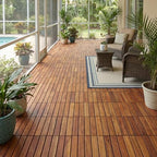 bare decor ez-floor interlocking flooring tiles in solid, front angle view