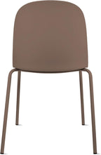 2xhome Modern Stackable Armless Dining Chair | Plastic Shell Seat with Metal Legs | Indoor or Outdoor Use | Home Kitchen Patio, Brown