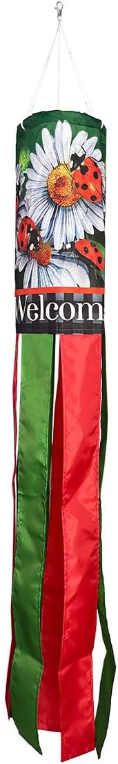 Briarwood Lane Summer Ladybugs and Daisies Windsock Wind Twister 40x6 for Summer Wind Spinner