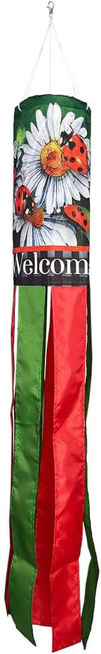 Briarwood Lane Summer Ladybugs and Daisies Windsock Wind Twister 40x6 for Summer Wind Spinner
