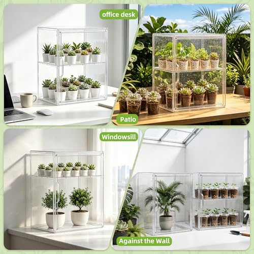 mini greenhouse indoor with magnetic door, l-2tier-1pcs, close-up detail