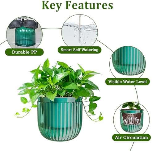 halatool 2 pack 8.3 inch self-watering hanging planters, close-up detail