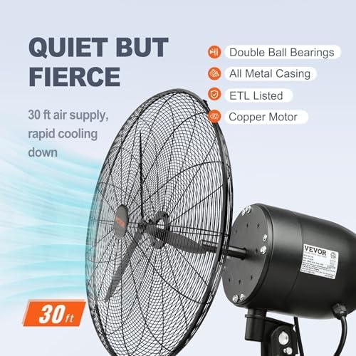 vevor 24 inch 3-speed 7000 cfm black waterproof, package contents