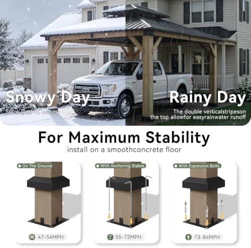 aoxun 12x14 ft heavy duty cedar wood carport, package contents