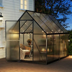 jocoevol 6x8ft galvanized steel greenhouse,walk-in green house for, front angle view
