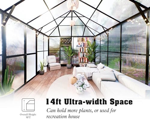 howe 14x9.5x9 ft polycarbonate greenhouse for outdoors, pavilion, close-up detail