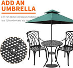 outdoor 3 piece bistro set cast aluminum bistro, close-up detail
