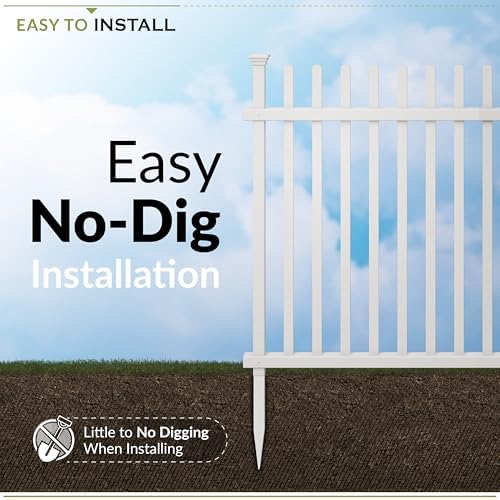zippity burbank picket fence panels, white vinyl diy shown in use