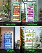 pyy mini indoor greenhouse with grow light, front angle view