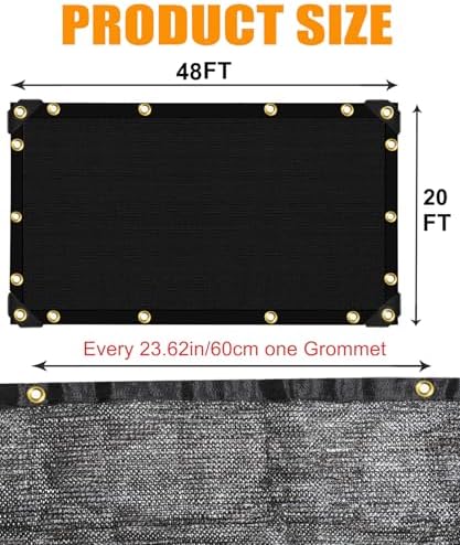 e.share 40%-50% black garden shade cloth,20x48ft mesh tarp, package contents