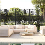 fency 6ft outdoor metal privacy screen, black street, view 9