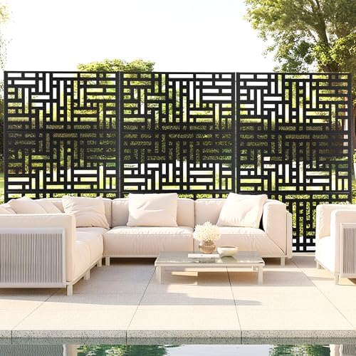 fency 6ft outdoor metal privacy screen, black street, view 9