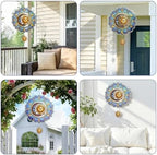 Sun and Moon Wind Spinners Outdoor Hanging - 12 inch Sun Outdoor Metal Decor Birthday Gifts for Women Mom Grandma,3D Wind Sculptures Art for Yard and Garden Patio Lawn Balcony Porch Decorations