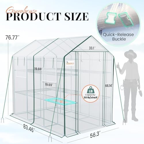 king bird premium greenhouse for outdoors, 84x56x77 upgraded, package contents