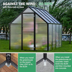 polycarbonate greenhouse kit,8x6x6 ft outsides heavy duty green, package contents