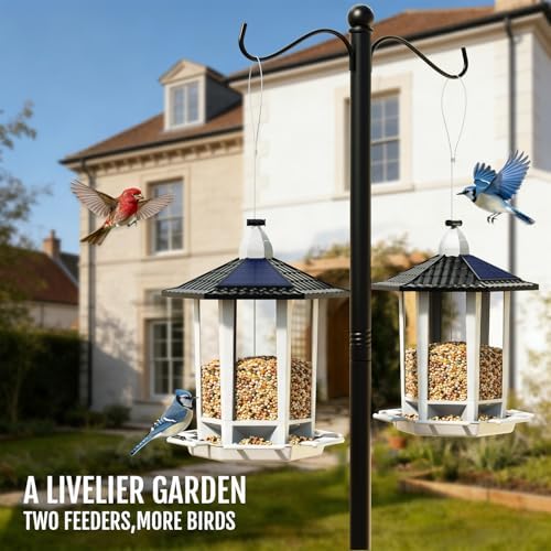 birdream 2 pack solar bird feeders for outdoors on a desk or shelf
