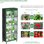 indoor greenhouse with grow light, mini greenhouse with, side view