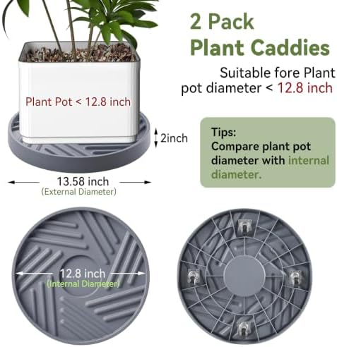 plant caddy with hidden wheels 13.5 inch heavy shown in use