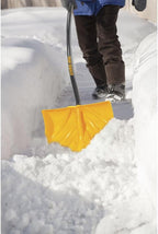 true temper 1603400 poly snow shovel/pusher with ergonomic showing dimensions