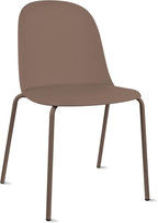 2xhome Set of 2 Modern Stackable Armless Dining Chairs | Plastic Shell Seat with Metal Legs | Indoor or Outdoor Use | Home Kitchen Patio, Brown