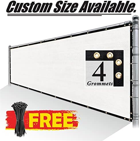 royal shade 4' x 10' white fence privacy, front angle view