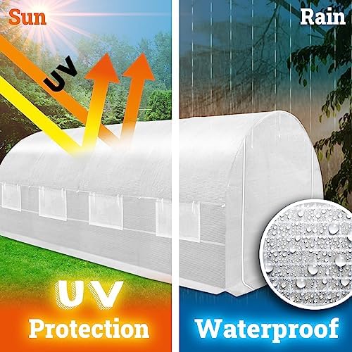 yardgrow 2-doors replacement greenhouse cover for larger walk showing dimensions