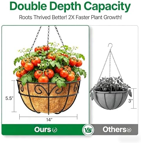 amagabeli garden & home 4 pack 14 inch showing dimensions
