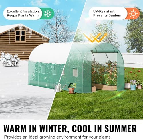 vevor walk-in tunnel greenhouse, 14.6x6.4x6.3 ft hoop house, side view
