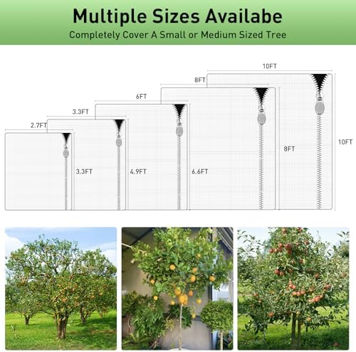 large fruit tree netting with drawstring and zipper, side view