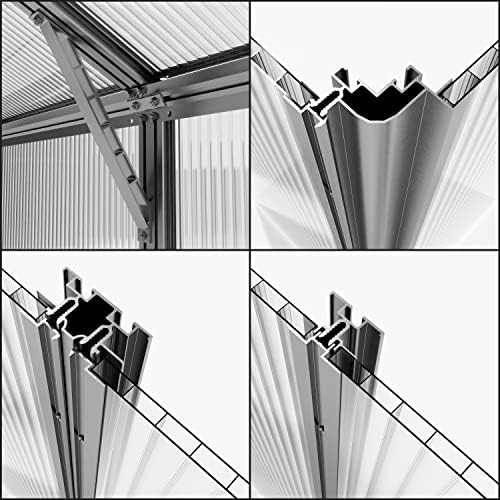 topas 6 7.4x12.6 ft walk in greenhouse, clear, front angle view