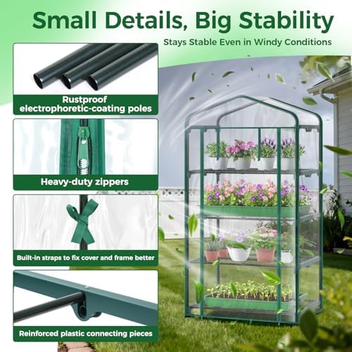 ohuhu mini greenhouse for indoor outdoor with wheel, package contents