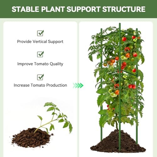 halatool 4 pack tomato cages for garden, up shown in use