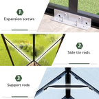 jocisland 6x12 ft walk-in polycarbonate greenhouse with 2, close-up detail